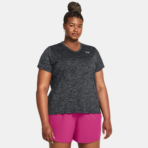 Haut à manches courtes et col V Tech™ Twist / Blanc 1X - Under Armour - Modalova