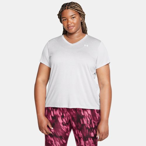 Haut à manches courtes et col V Tech™ Twist Halo / Blanc 1X - Under Armour - Modalova