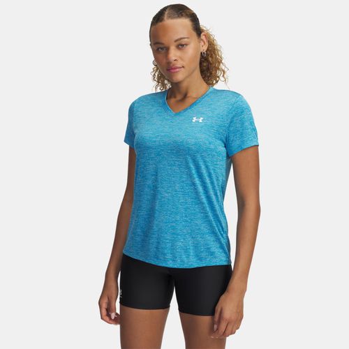 Haut à manches courtes et col V Tech™ Twist Ether / Blanc L - Under Armour - Modalova