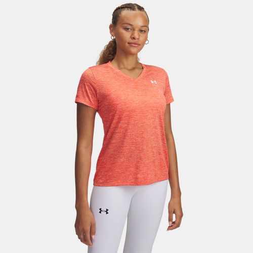 Haut à manches courtes et col V Tech™ Twist Fire / Blanc L - Under Armour - Modalova