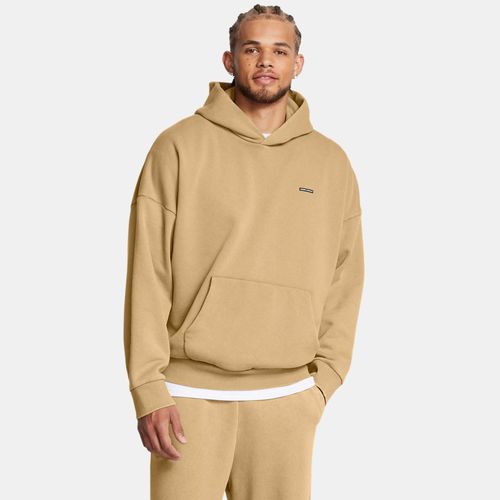 Sweat à capuche oversize Icon Heavyweight Fleece Wash Camel / Blanc L - Under Armour - Modalova