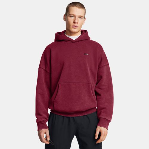 Sweat à capuche oversize Icon Heavyweight Fleece Wash Cardinal / Blanc L - Under Armour - Modalova