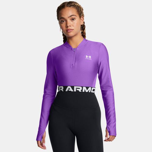 Haut ¼ zip à manches longues côtelé HeatGear® Lavish / Blanc L - Under Armour - Modalova