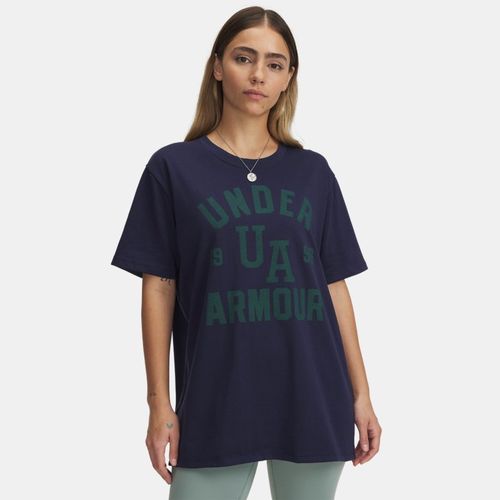 Haut ample à manches courtes Heavyweight Collegiate Midnight Marine / Team Kelly Vert / Blanc M - Under Armour - Modalova