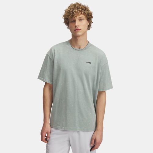Haut à manches courtes oversize avec logo Heavyweight Wash Silica / Blanc L - Under Armour - Modalova