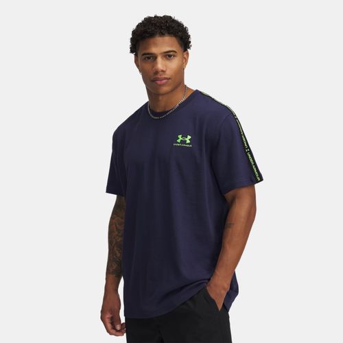 Tee-shirt à bandes griffées Icon Heavyweight Midnight Marine / Cyber Vert L - Under Armour - Modalova