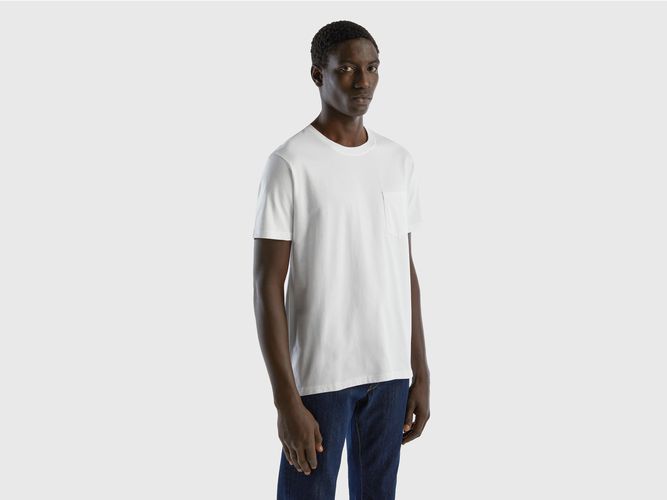 Benetton, T-shirt 100% Cotone Con Taschino, taglia XXXL, Bianco, Uomo - United Colors of Benetton - Modalova