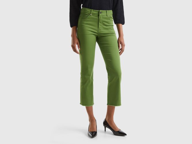 Benetton, Pantaloni Cropped Cinque Tasche, taglia 31, Verde Militare, Donna - United Colors of Benetton - Modalova
