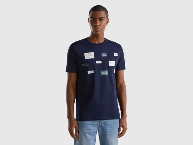 Benetton, T-shirt Regular Fit Con Stampa, taglia L, Blu Scuro, Uomo - United Colors of Benetton - Modalova