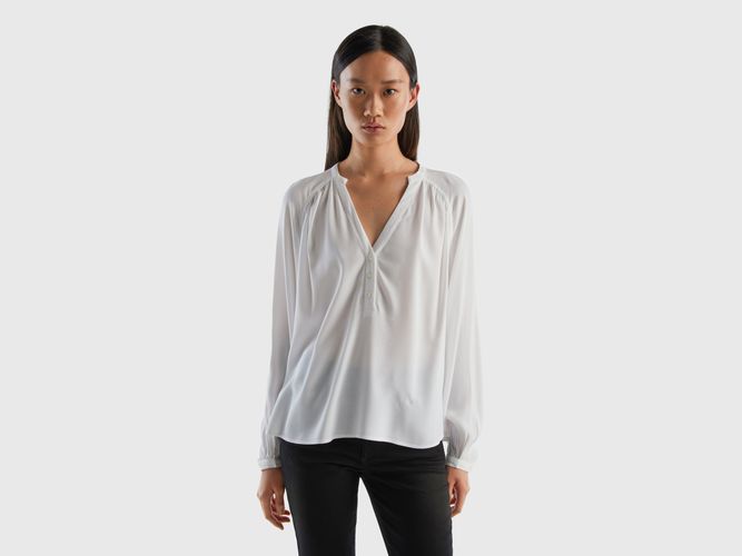 Benetton, Blusa A Manica Lunga 100% Viscosa, taglia XL, Bianco, Donna - United Colors of Benetton - Modalova