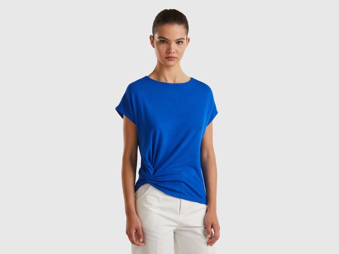 Benetton, T-shirt Fluida Con Nodo, taglia S, Bluette, Donna - United Colors of Benetton - Modalova