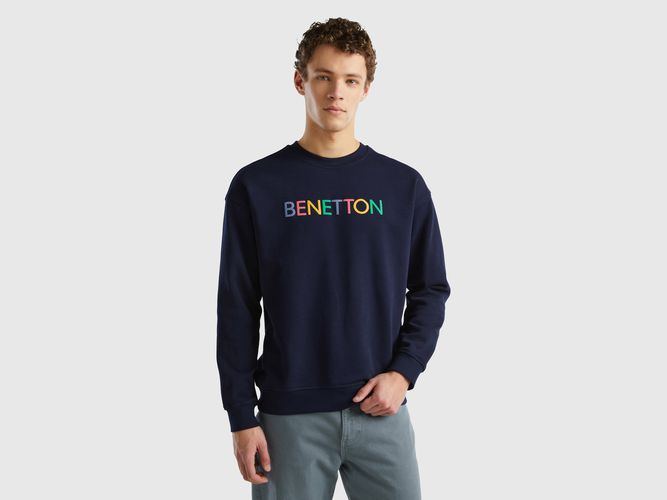 Benetton, Felpa Girocollo Con Stampa Logo, taglia S, Blu Scuro, Uomo - United Colors of Benetton - Modalova
