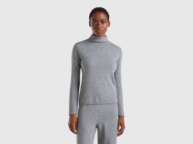 Benetton, Maglia In Misto Cashmere, taglia S, Grigio Chiaro, Donna - United Colors of Benetton - Modalova