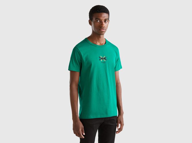 Benetton, T-shirt Verde Bosco In Cotone Bio Con Stampa Logo, taglia L, Verde, Uomo - United Colors of Benetton - Modalova