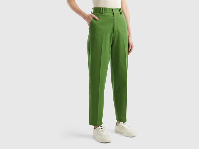 Benetton, Pantaloni Chino In Cotone E Modal®, taglia, Verde Militare, Donna - United Colors of Benetton - Modalova