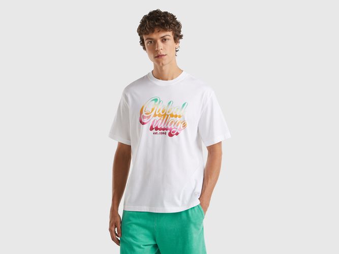 Benetton, T-shirt Over Fit Con Stampa, taglia XXXL, Bianco, Uomo - United Colors of Benetton - Modalova