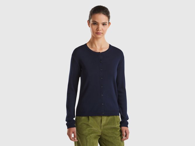 Benetton Online exclusive, Cardigan Girocollo In Puro Cotone, taglia M, Blu Scuro, Donna - United Colors of Benetton - Modalova