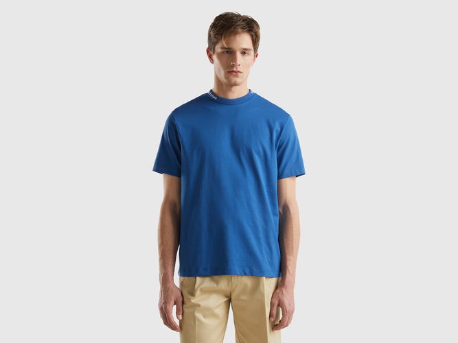 Benetton, T-shirt Blu Con Ricamo Sul Collo, taglia XS, Blu, Uomo - United Colors of Benetton - Modalova