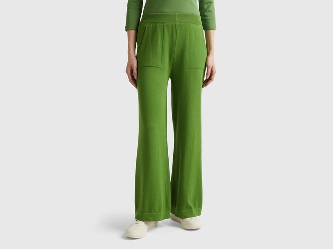 Benetton, Pantaloni Ampi In Maglia, taglia L, Verde Militare, Donna - United Colors of Benetton - Modalova