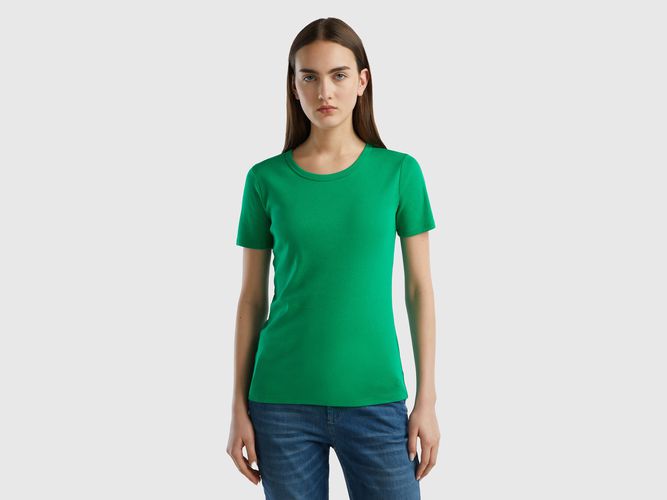 Benetton, T-shirt In Cotone A Fibra Lunga, taglia L, Verde, Donna - United Colors of Benetton - Modalova