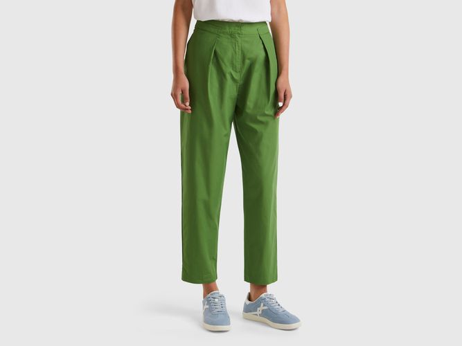 Benetton, Pantaloni In Cotone Leggero, taglia, Verde Militare, Donna - United Colors of Benetton - Modalova