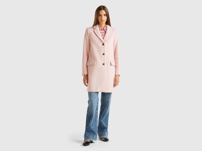 Benetton, Cappotto Corto In Panno Misto Lana, taglia, Rosa, Donna - United Colors of Benetton - Modalova