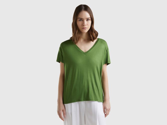 Benetton, T-shirt In Viscosa Sostenibile Stretch, taglia XL, Verde Militare, Donna - United Colors of Benetton - Modalova