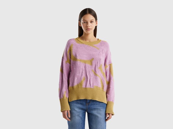 Benetton, Maglione Con Intarsio Floreale, taglia XS-S, Senape, Donna - United Colors of Benetton - Modalova