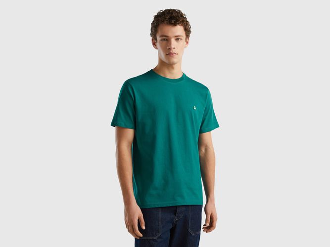 Benetton, T-shirt Basica 100% Cotone Bio, taglia L, Verde Ottanio, Uomo - United Colors of Benetton - Modalova