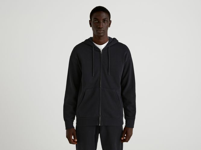 Benetton, Calda Felpa Con Zip E Cappuccio, taglia XXL, Nero, Uomo - United Colors of Benetton - Modalova
