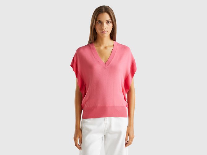 Benetton, Maglia Con Drappeggio, taglia L, Fucsia, Donna - United Colors of Benetton - Modalova