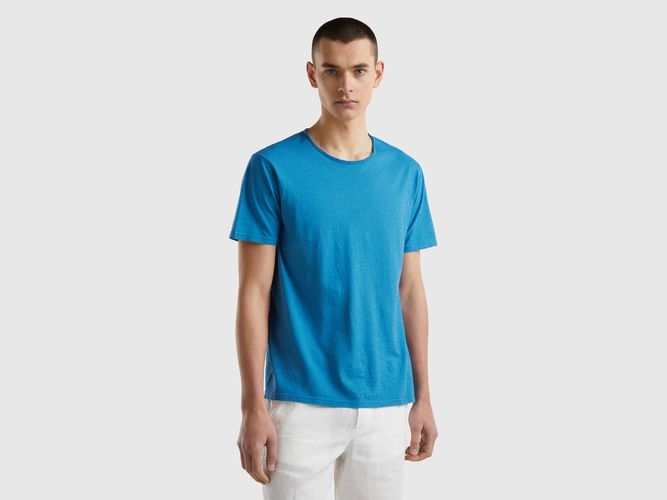 Benetton, T-shirt Blu In Cotone Fiammato, taglia M, Blu, Uomo - United Colors of Benetton - Modalova