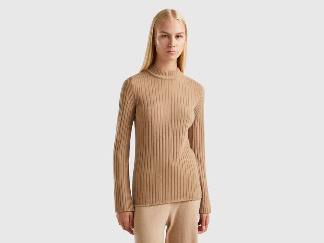 Benetton, Maglia Lupetto Con Spacchi, taglia XL, Cammello, Donna - United Colors of Benetton - Modalova