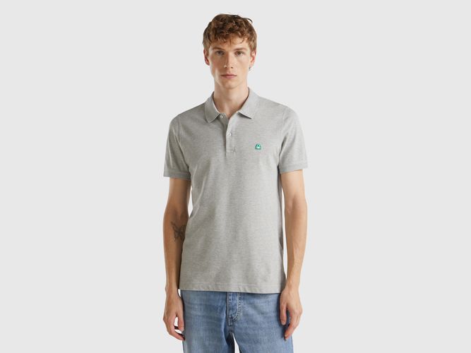 Benetton, Polo Grigio Mélange Slim Fit, taglia L, Grigio Chiaro, Uomo - United Colors of Benetton - Modalova