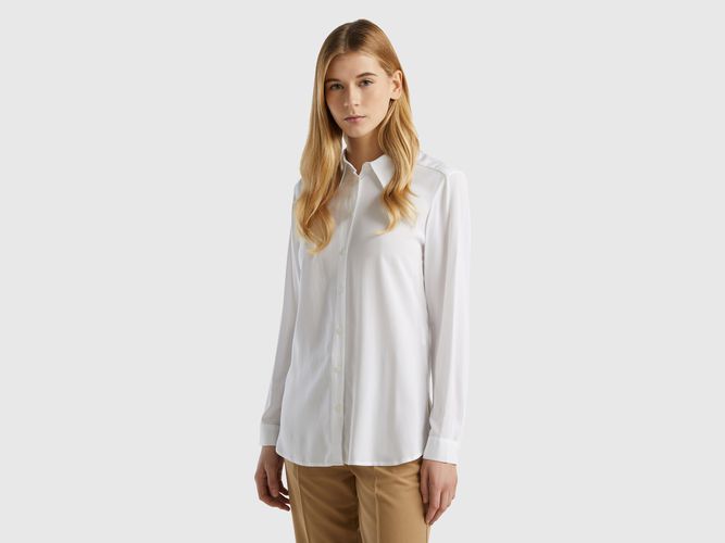 Benetton, Camicia Regular Fit In Viscosa Sostenibile, taglia M, Bianco, Donna - United Colors of Benetton - Modalova