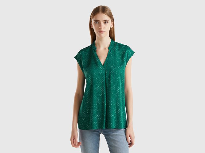 Benetton, Blusa A Pois In Viscosa Sostenibile, taglia XL, Verde Scuro, Donna - United Colors of Benetton - Modalova