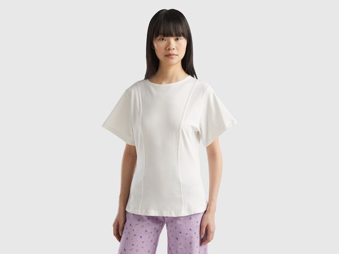 Benetton, Calda T-shirt Sciancrata, taglia S, Bianco Panna, Donna - United Colors of Benetton - Modalova