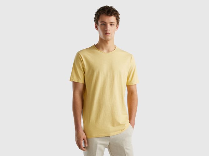 Benetton, T-shirt Giallo Pastello In Cotone Fiammato, taglia XL, Giallo, Uomo - United Colors of Benetton - Modalova