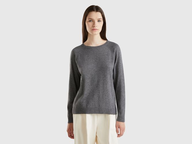 Benetton, Maglia Girocollo Grigio Scuro In Misto Lana E Cashmere, taglia XL, Grigio Scuro, Donna - United Colors of Benetton - Modalova