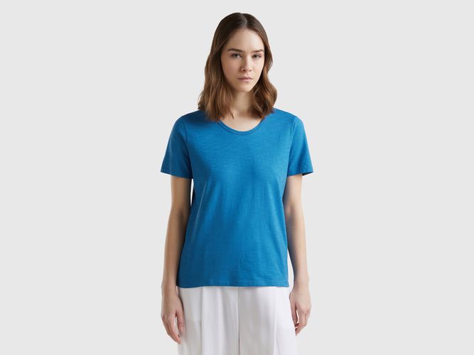 Benetton, T-shirt Manica Corta In Cotone Leggero, taglia S, Blu, Donna - United Colors of Benetton - Modalova