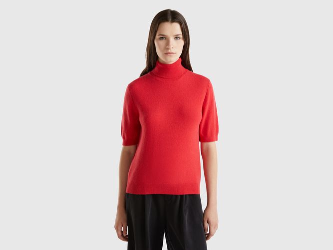 Benetton, Dolcevita Rosso A Manica Corta In Misto Cashmere, taglia S, Rosso, Donna - United Colors of Benetton - Modalova