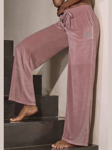 Pantalon en velours ras avec jambes larges - Vivance - Modalova