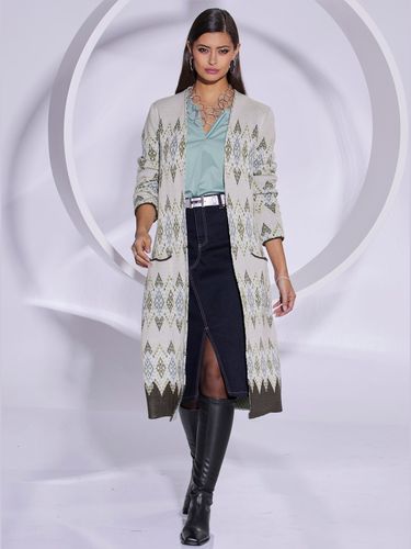 Veste longue en tricot 30% laine vierge - - Creation L - Modalova