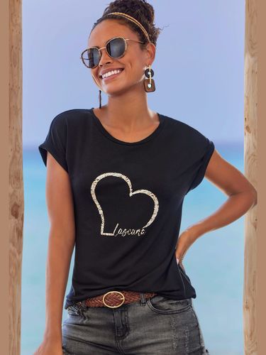 T-shirt à manches courtes imprimé cœur - LASCANA - Modalova