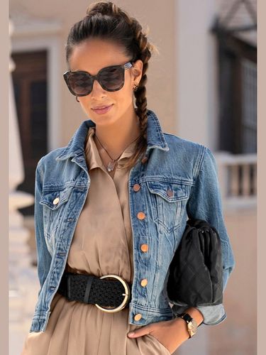 Veste en jean boutons couleur or rose - - LASCANA - Modalova