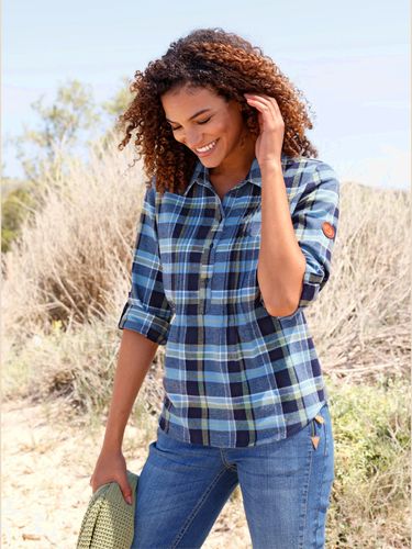 Chemisier en flanelle pur coton - - Collection L - Modalova