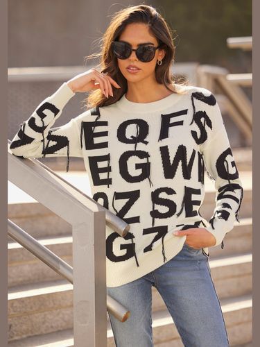 Pull encolure ronde superbe motif intarsia - - Mandarin - Modalova