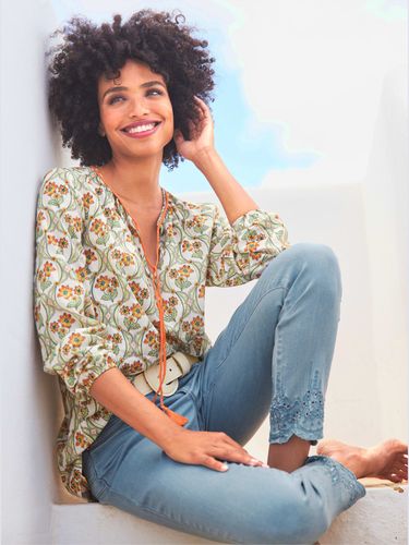 Chemisier en coton ruban tressé à houppes - - Linea Tesini - Modalova