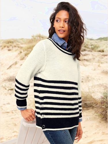 Pull à rayures fentes latérales avec boutons-pression - - Best Connection - Modalova
