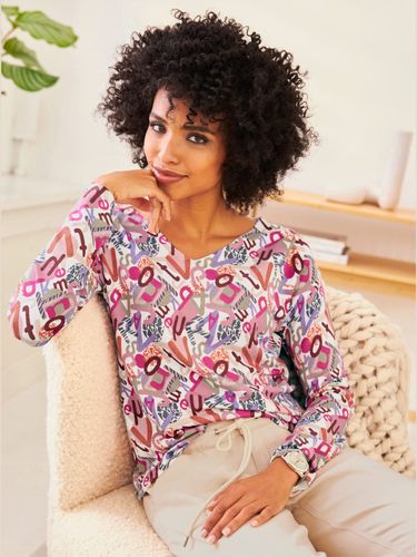 Pull à encolure en v viscose - - Linea Tesini - Modalova